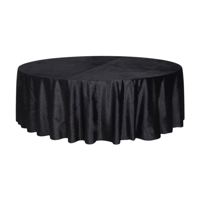 czarny welurowy obrus okrągły bankietowy 320 cm | PRACOWNIA HORECA