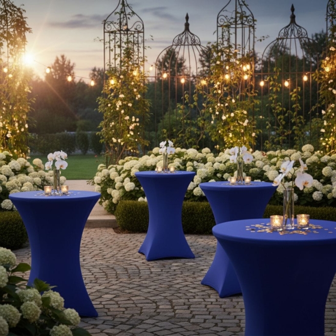 blue cocktail table cover 80cm | PRACOWNIA HORECA
