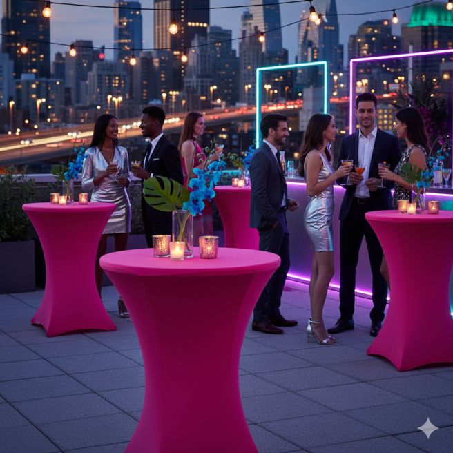 fuchsia elastic cocktail table cover 80 | PRACOWNIA HORECA