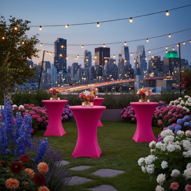 fuchsia banquet table cover | PRACOWNIA HORECA