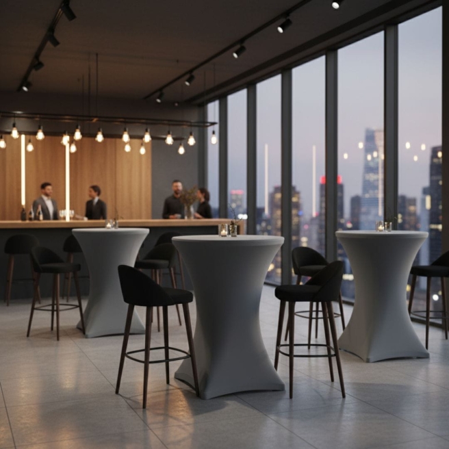 elastic cocktail table cover grey | PRACOWNIA HORECA