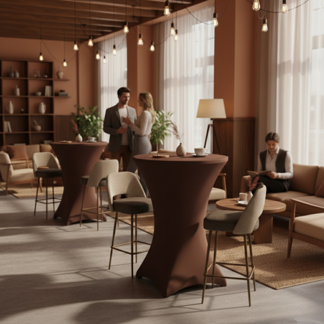 elastic cocktail table cover chocolate | PRACOWNIA HORECA