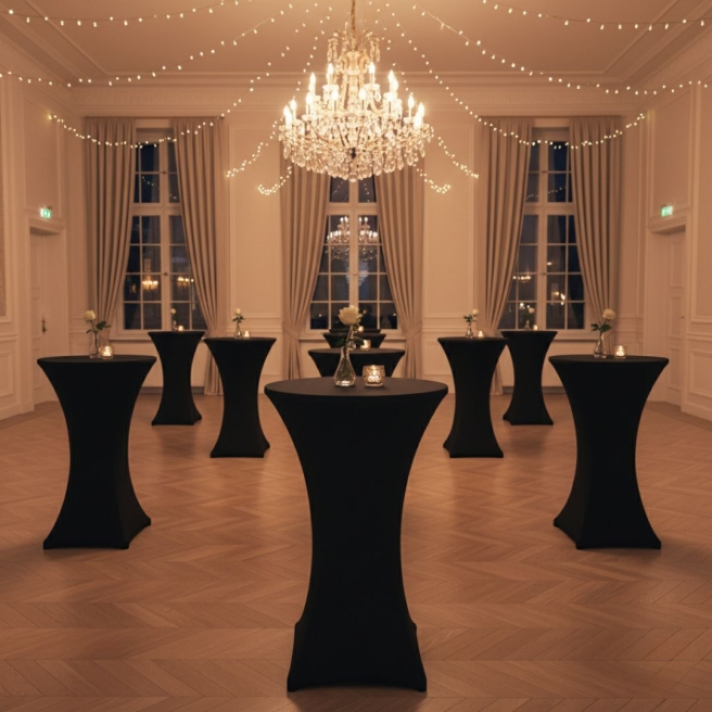 pokrowiec na stół koktajl 60cm czarny | PRACOWNIA HORECA