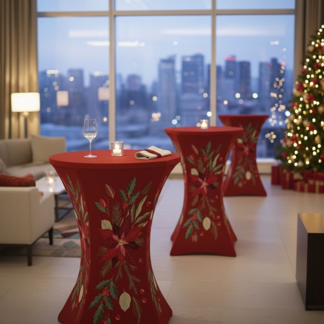 cocktail table cover 80cm with christmas print | PRACOWNIA HORECA