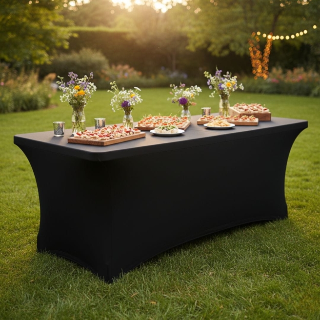 black stretch table cover 180x75 | PRACOWNIA HORECA
