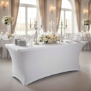biały pokrowiec stretch na stół bankietowy 180x75 cm | PRACOWNIA HORECA