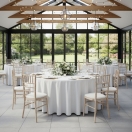 biały obrus okrągły plamoodporny 320cm | PRACOWNIA HORECA