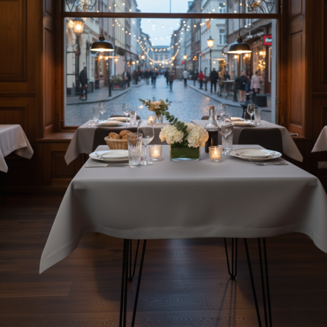 obrus restauracyjny plamoodporny szary 140x190cm | PRACOWNIA HORECA