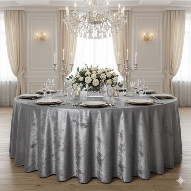 obrus welurowy 320 cm szary | PRACOWNIA HORECA