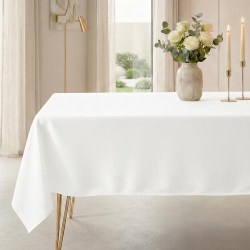 biały plamoodporny obrus gastronomiczny Malaga | PRACOWNIA HORECA